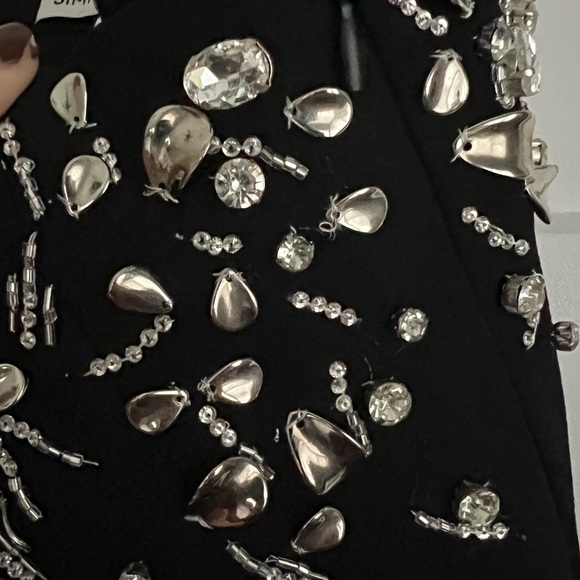 SIMKHAI Arta Crystal Embellished Mini Dress Black Silver NEW with tags - Picture 5 of 8